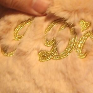 Soft Plush Accessory with Gold Glitter Script